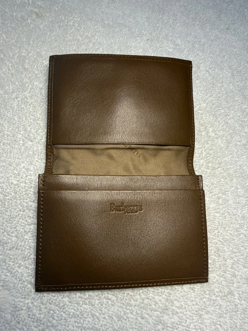 Burberrys of London Tan Canvas Card Holder with Brown Leather Trim